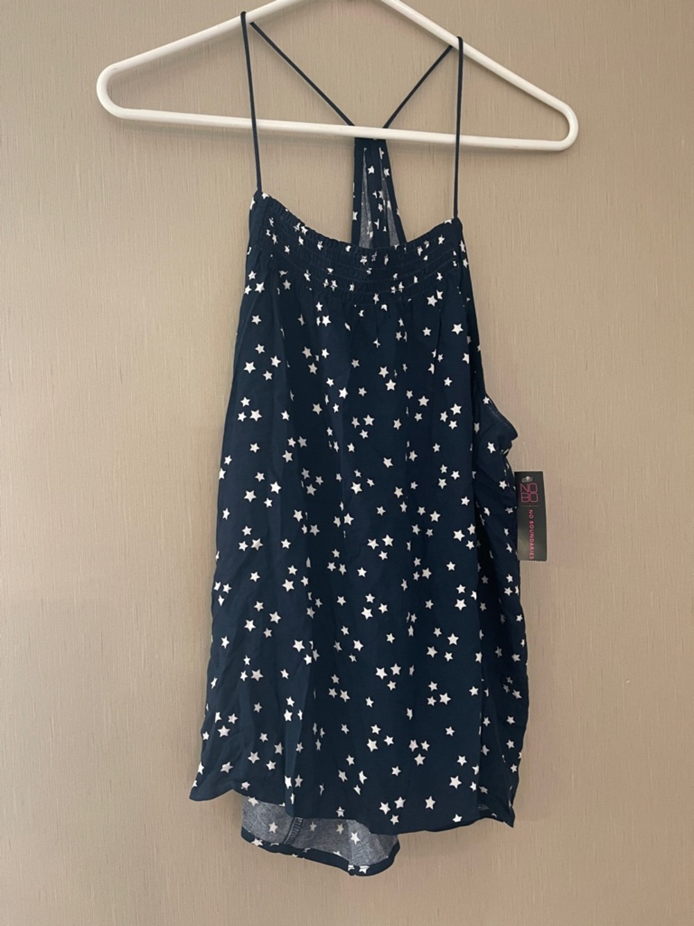 Xhiliration NWT xxxl plus Navy Star Print Spaghetti Strap top tank 4th of July